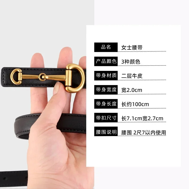 New Fashion  High Quality Genuine Leather Belt Women Matching Jeans Gold Buckle Belt Women's Luxury Soft Black Belt Cinturones