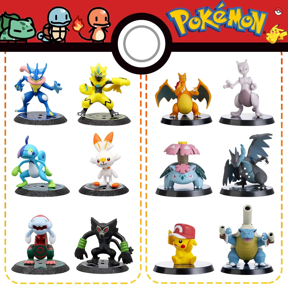Pokemon 6 unids/set figura de Anime Pikachu 6-7cm figura Charizard Blastoise Squirtle Bulbasaur modelo de figuras de acción jugu