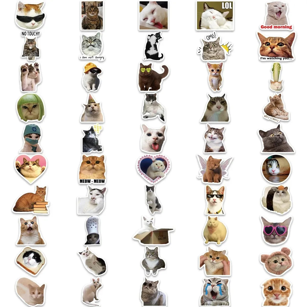 100/200Pcs Funny Kawaii Cat Stickers Animal Dog Laptop Scrapbook Decoration Decals Stationery Waterproof Graffiti Sticker Kids