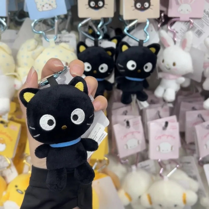Kawaii Sanrio Choco Plush Doll Keychain Anime cute Black Cat Bag Accessories heart buckle Chococat Stuffed Animals Small Gift
