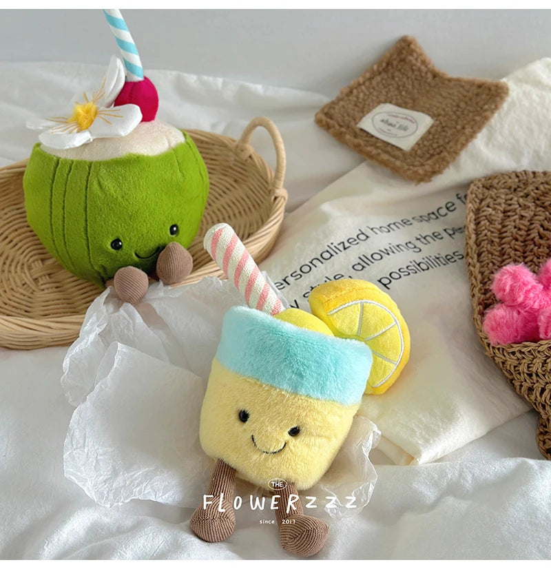 JELLYCAT Lemonade Coconut Plushies Very Soft Palm Tree Red Coral Plush Toy Cartoon Doll Home Decor Xmas Gifts Girl