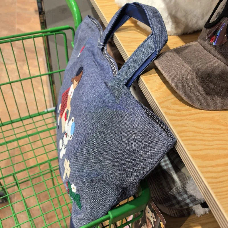 Handbag Girl Rabbit Embroidered Tote Bag 780465/780436 32*43cm 100% Cotton High Quality Shopping Bag