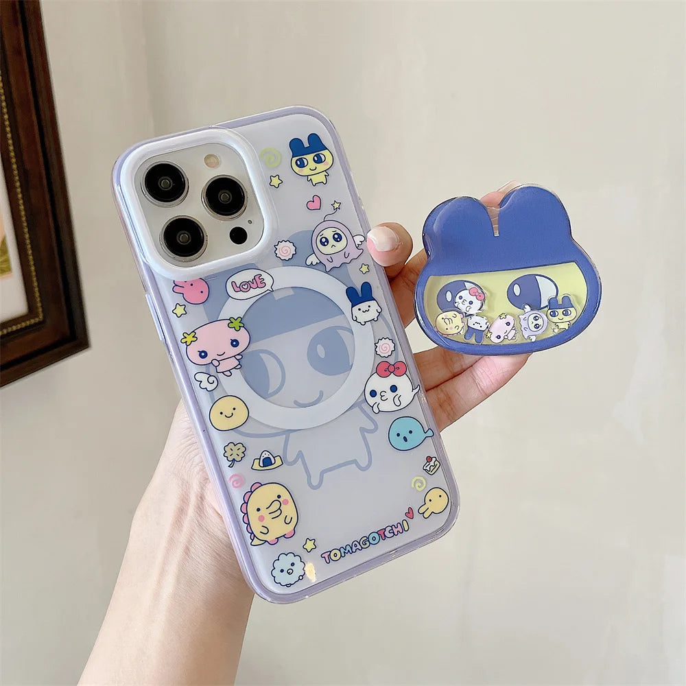 Funny cartoon magnetic stand phone case for iPhone 16 Pro Max 14 15 pro 16 cover with Magsafe cute protection shockproof cover