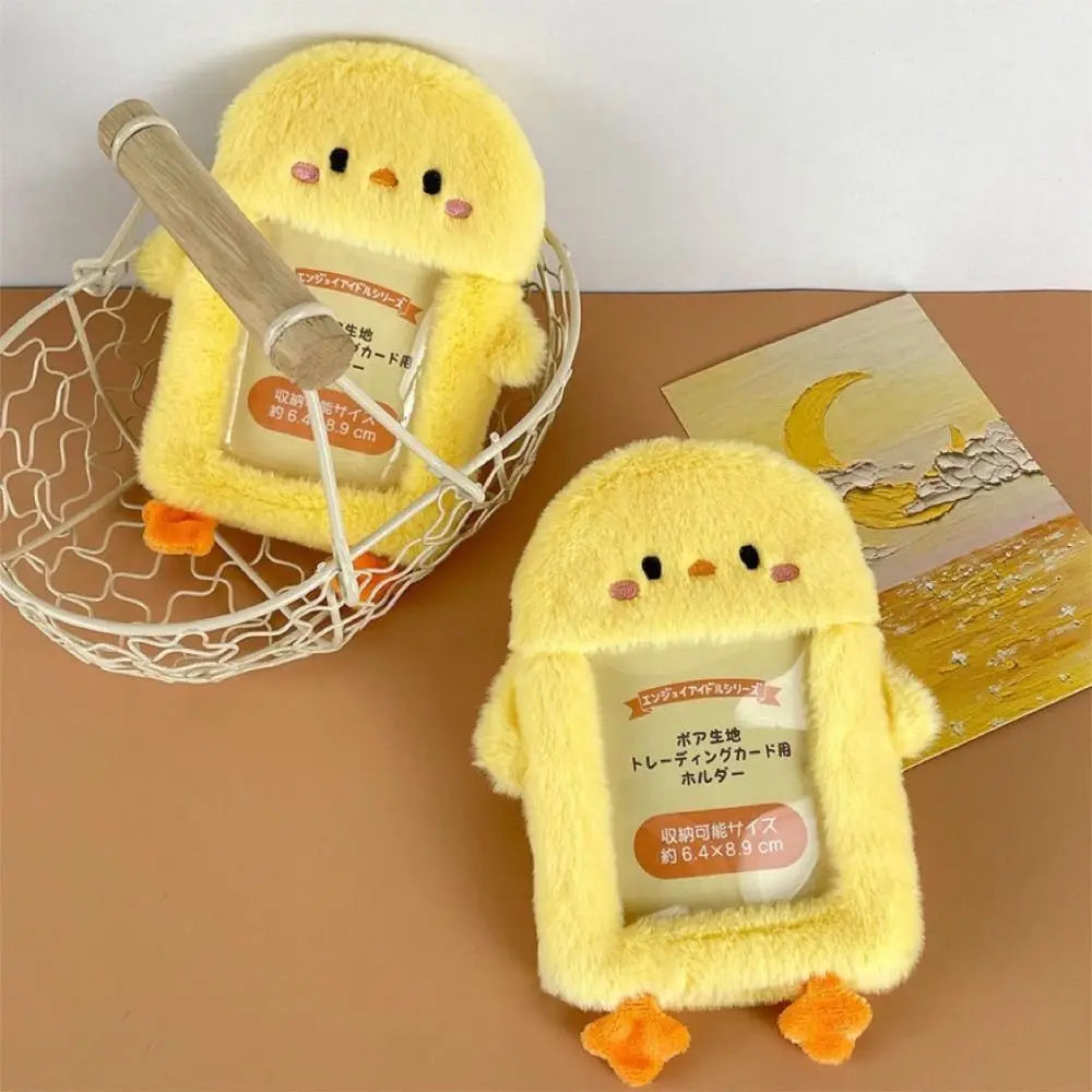 Multifunctional Photocard Case Bear/Rabbit/Chick Cute Photo Card Holder Cartoon Plush Bus Door Cards Sleeve School Office