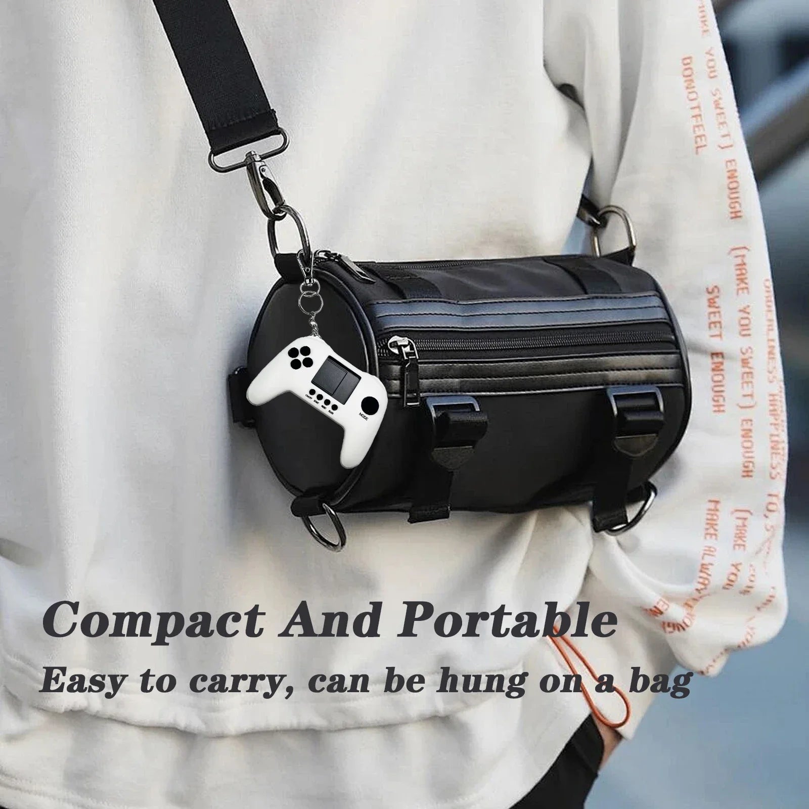 GAMINJA GC61 Mini Handheld Game Players Machine Pocket Game Console Built in Retro Games Use for Key Chain Ring Holder