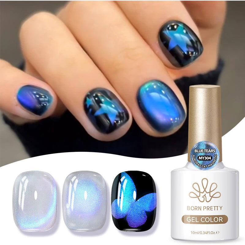 BORN PRETTY Cat Magnetic Gel Nail Polish 10ml Crystal Holographics Glass Bead Semi Permanent Soak Off UV LED Nail Art Manicure