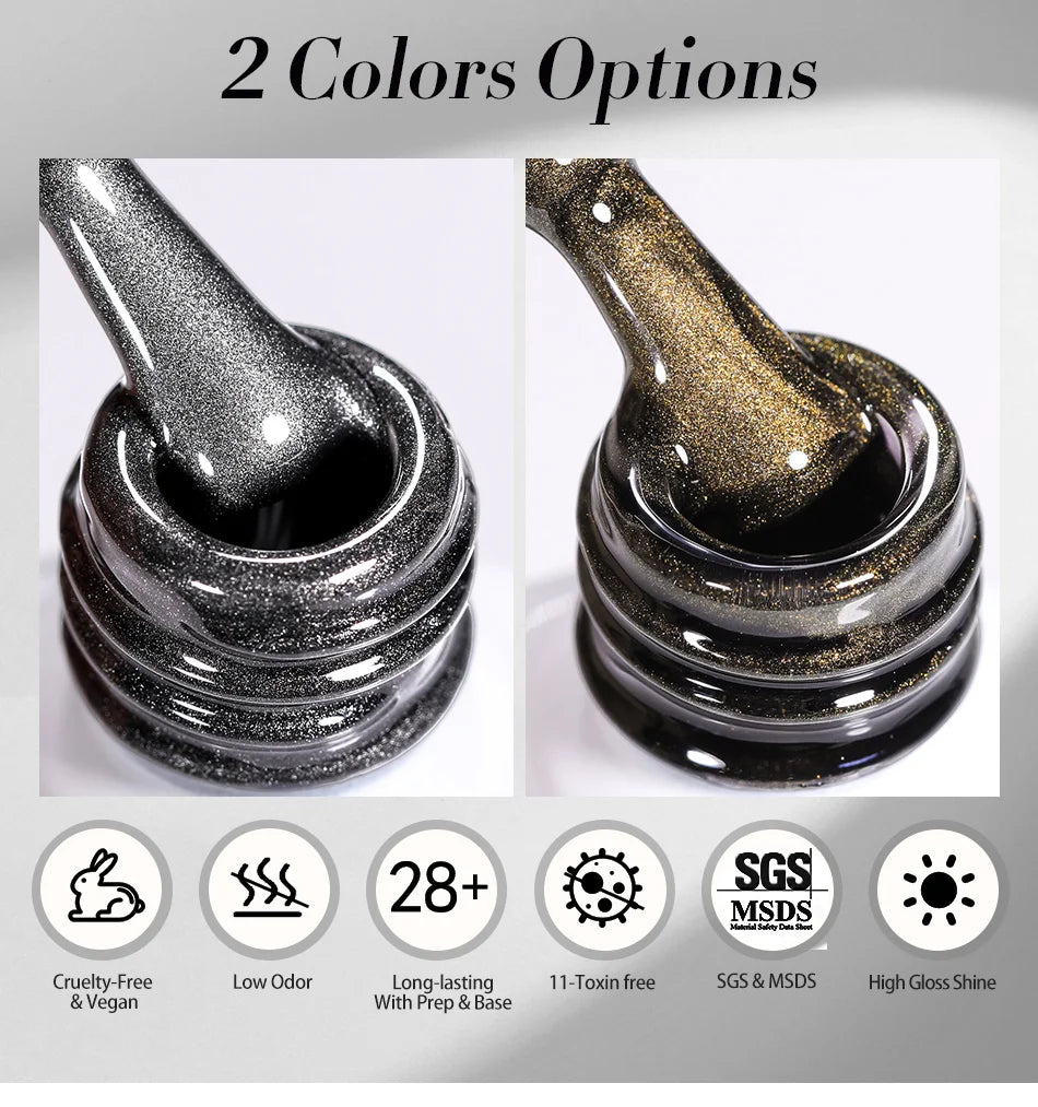BORN PRETTY 10ml Black Glass Cat Magnetic Gel Nail Polish Punk Style Nail Art Manicure Varnis Semi Permanent Gel for Winter Nail