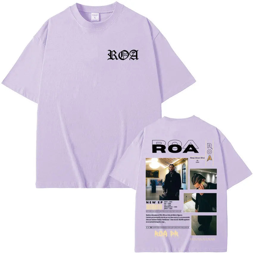 Rapper Roa Album Tour 2025 T-Shirt 100% Cotton Tshrit Summer Hip Hop Punk Comfort Tee Shirt High Street Tide Short Sleeve Unisex