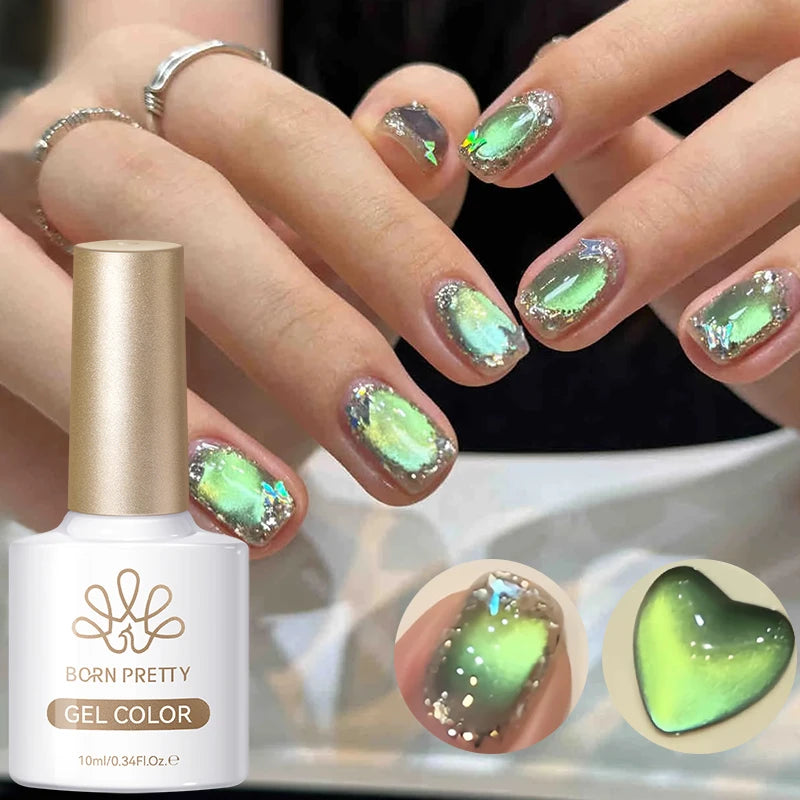 BORN PRETTY 10ml Dark Brown Red Glass Bead Cat Magnetic Gel Nail Polish Semi Permanent Soak Off UV LED Varnish Nail Art Salon