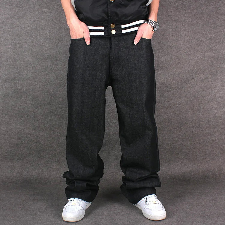 Male jeans Hip Hop Baggy Jeans Black Denim Loose Pants Rap Jeans Letter Written Boy Rapper Fashion  46 Famous Brand Jeans